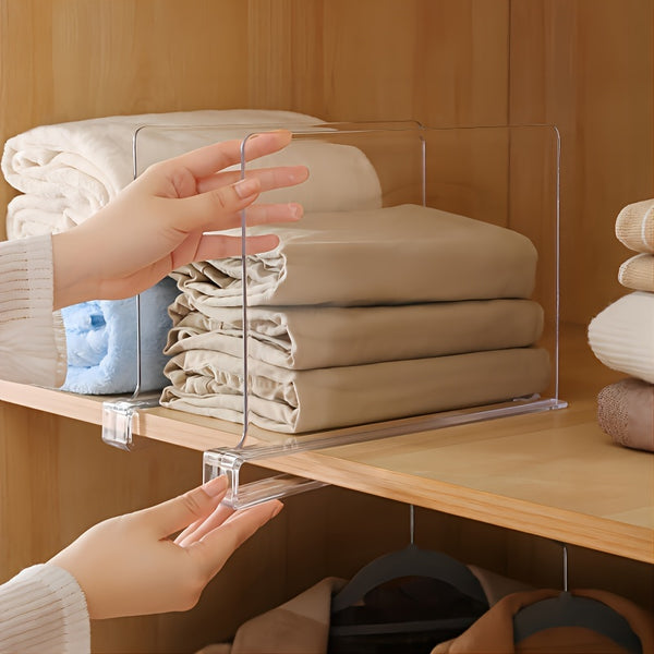 4pcs Premium Acrylic Shelf Dividers - Space Maximizing, Easy-to-Install, Transparent Organizers for Closet, Bedroom & Office Storage Solutions