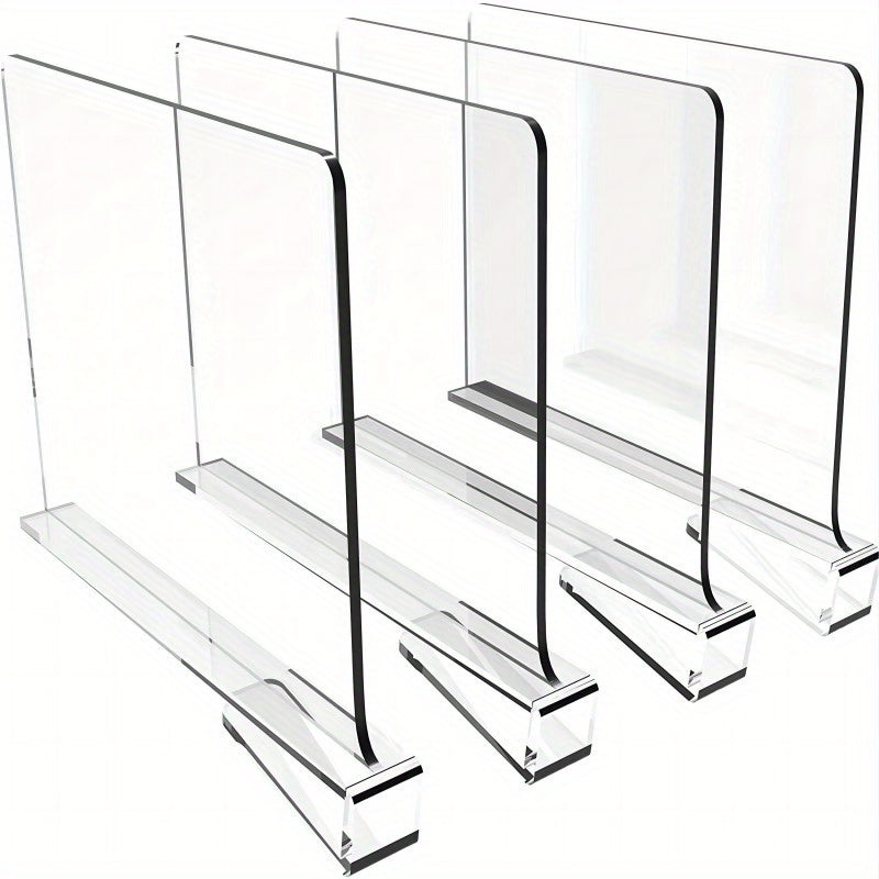 4pcs Premium Acrylic Shelf Dividers - Space Maximizing, Easy-to-Install, Transparent Organizers for Closet, Bedroom & Office Storage Solutions
