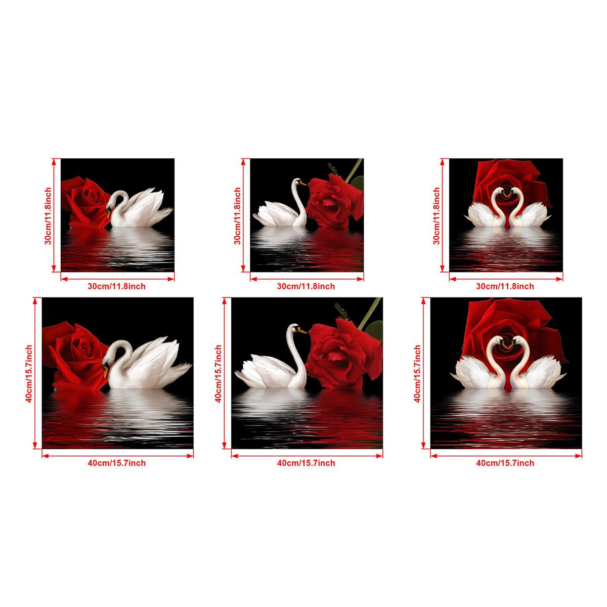 3pcs/set Romantic Swans and Red Rose Canvas Wall Art for Living Room, Bedroom, and Office Decor - Beautiful and Elegant Design - No Frames Needed