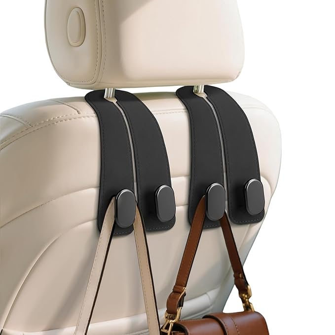 2 Pcs Leather Car Seat Headrest Hooks
