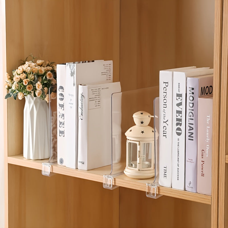 4pcs Premium Acrylic Shelf Dividers - Space Maximizing, Easy-to-Install, Transparent Organizers for Closet, Bedroom & Office Storage Solutions