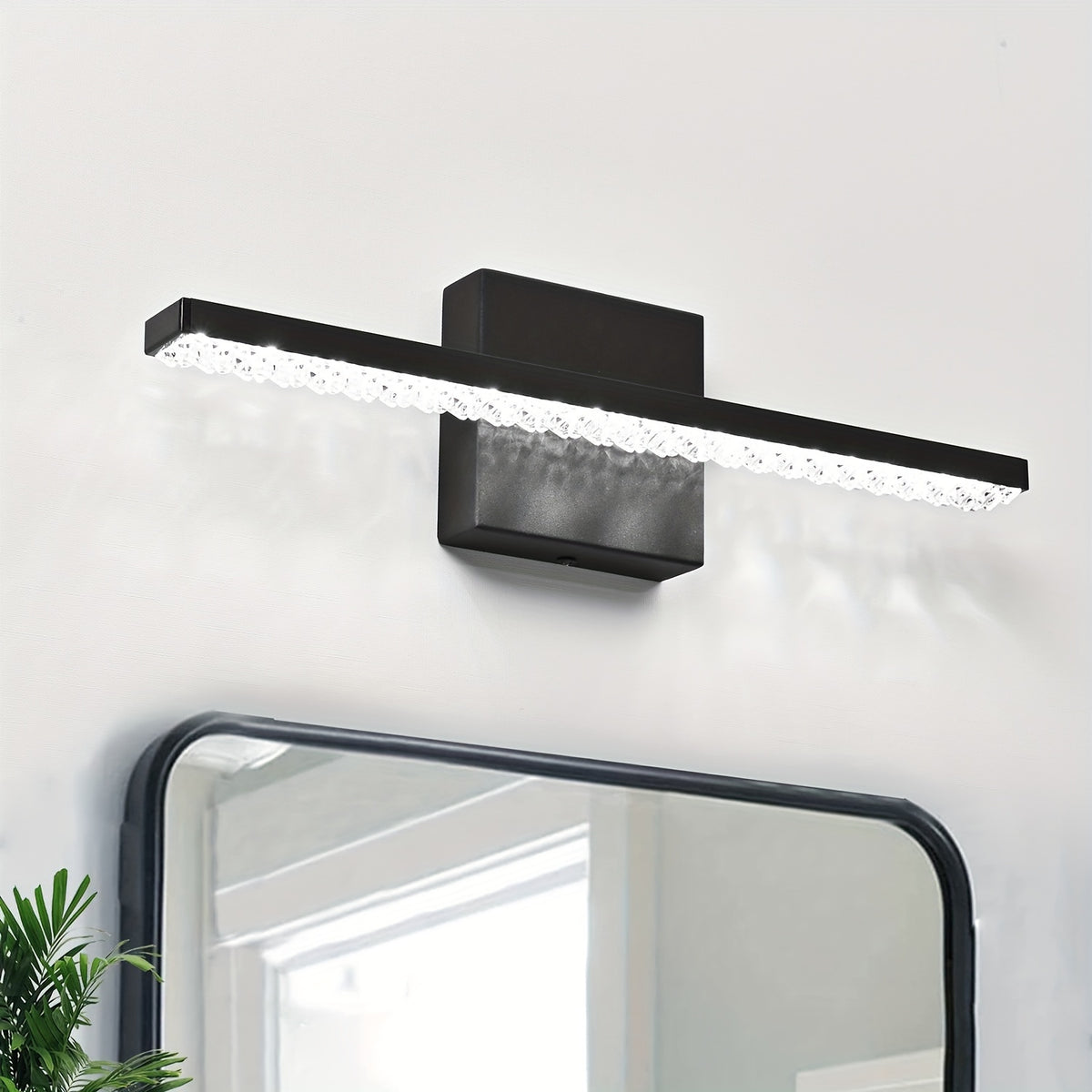 Modern LED Bathroom Vanity Lighting Fixtures Over Mirror 16inch 8W Modern Bath Light Matte Black Wall Lighting Fixture For Bathroom Cool White 6000K