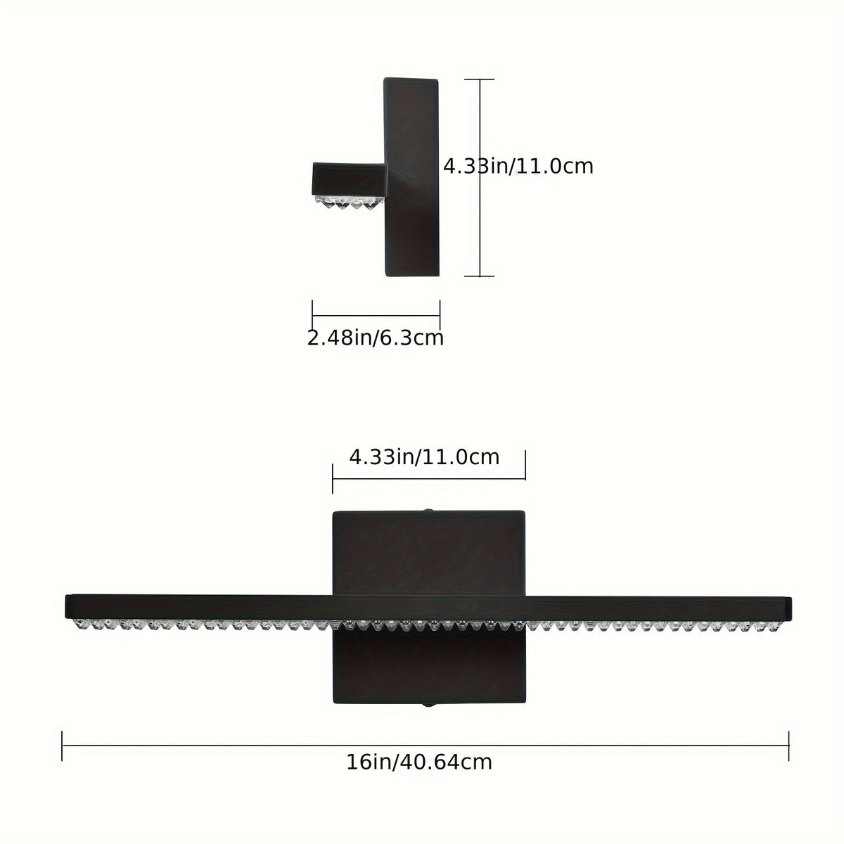 Modern LED Bathroom Vanity Lighting Fixtures Over Mirror 16inch 8W Modern Bath Light Matte Black Wall Lighting Fixture For Bathroom Cool White 6000K