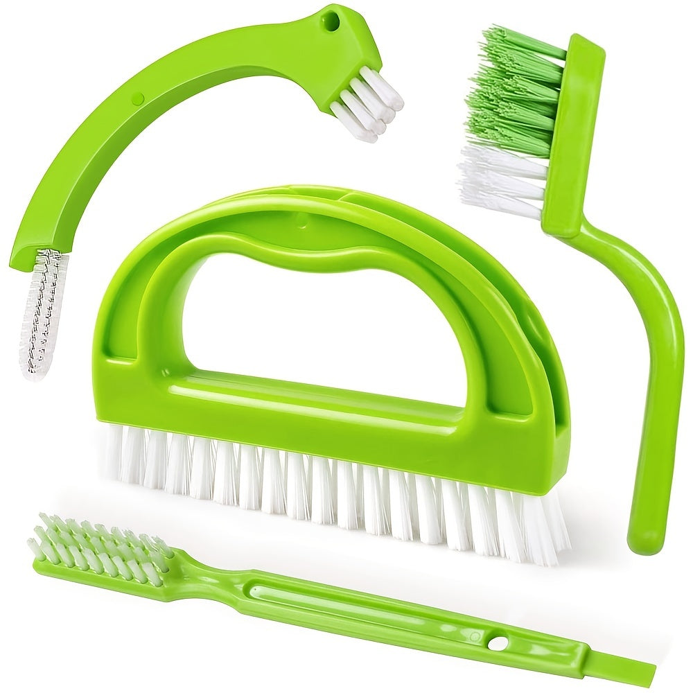 4pcs Grout Cleaning Brush Set with Handle - Durable Nylon & Food-Grade PP, Reusable Tile Joint Scrubber for Kitchens, Bathrooms, Windows - Includes Water Flosser, Charging Cable & Extra Heads, Bathroom Cleaning Tools