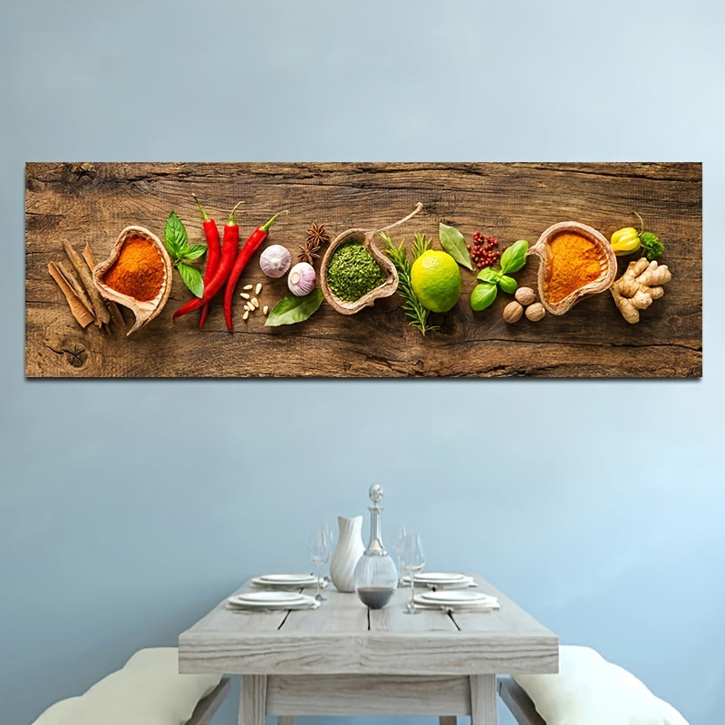 1pc Canvas Painting, Grains Spices Spoon Peppers Painting, Wall Art Decor, For Living Room, Dining Room, No Frame, 19.68*59.05inch