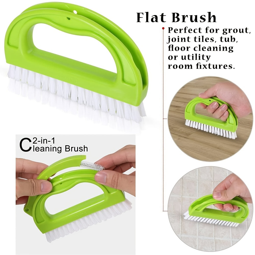 4pcs Grout Cleaning Brush Set with Handle - Durable Nylon & Food-Grade PP, Reusable Tile Joint Scrubber for Kitchens, Bathrooms, Windows - Includes Water Flosser, Charging Cable & Extra Heads, Bathroom Cleaning Tools