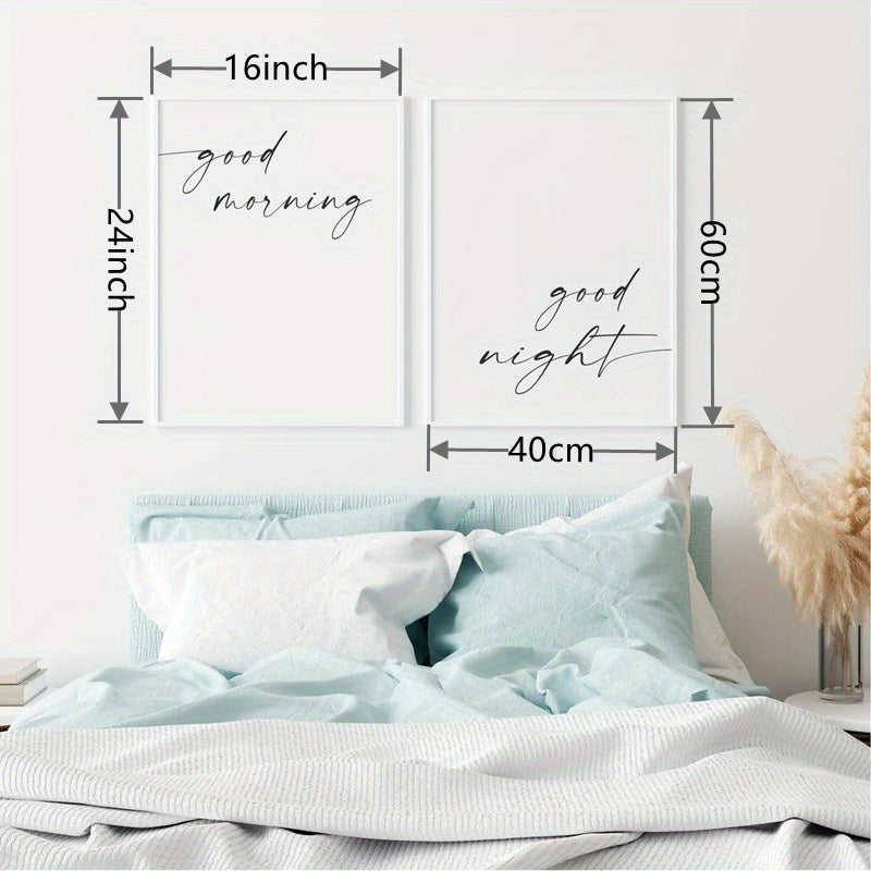 1pc, Good Morning Good Night Wall Posters, Over The Bed Sign Bedroom Prints, Room Decor, Home Decor, Scene Decor, Home Ornament Gift, Bedroom Accessories, Home Office Hanging Decoration