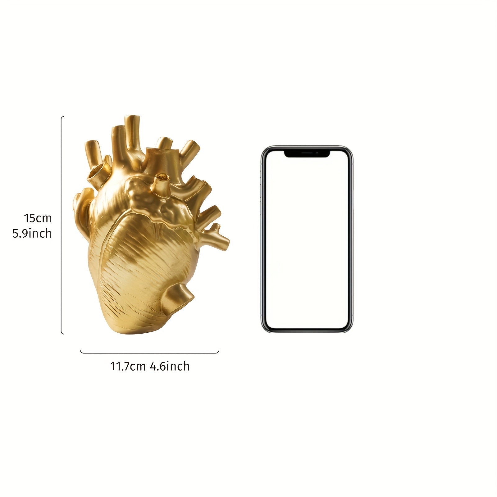 1pc Creative Heart Vase Decorative Bottle Dried Flower Container, Indoor Resin Decorative Handicraft Ornament, Halloween Thanksgiving Christmas Decor, Room Decor, Home Decor